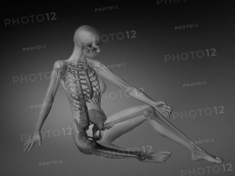 Female figure with skeleton and body parts visible