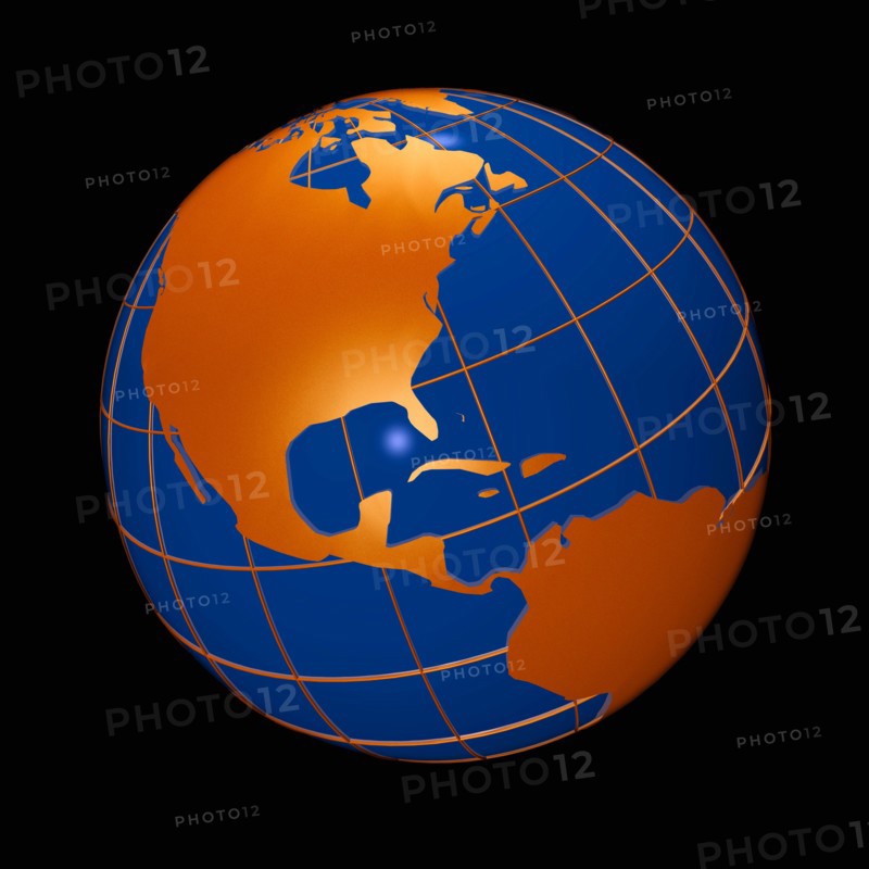 Digitally generated image of Earth on black background