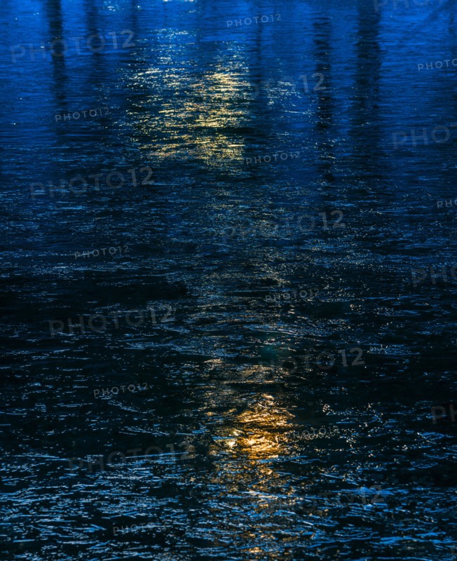 Icy water surface. Walden Pond, Concord, Massachusetts.