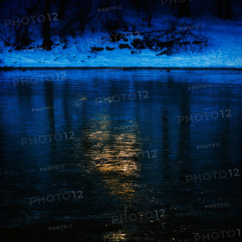 Icy water surface. Walden Pond, Concord, Massachusetts.