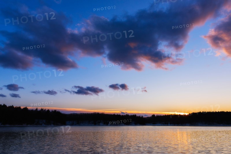 Sunset. Walden Pond, Concord, Massachusetts.