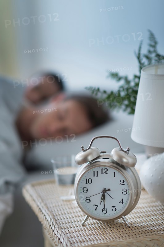 Alarm clock in bedroom.