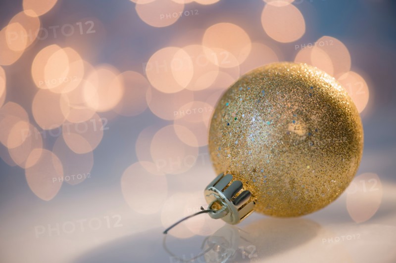 Close-up of gold christmas ornament