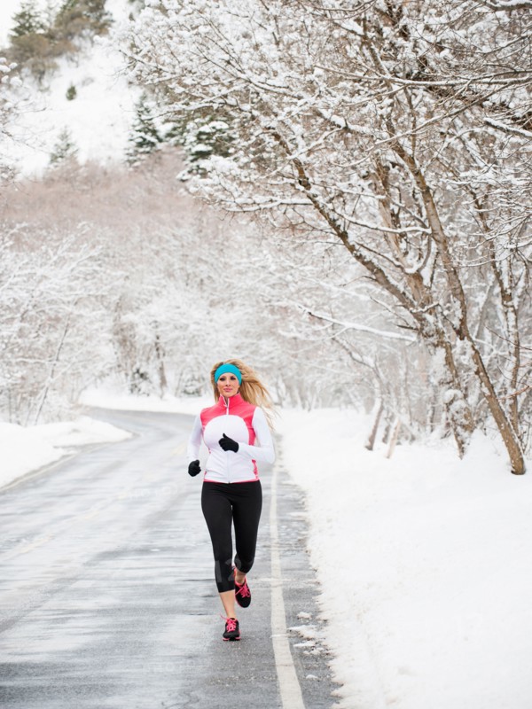 Woman jogging in winter