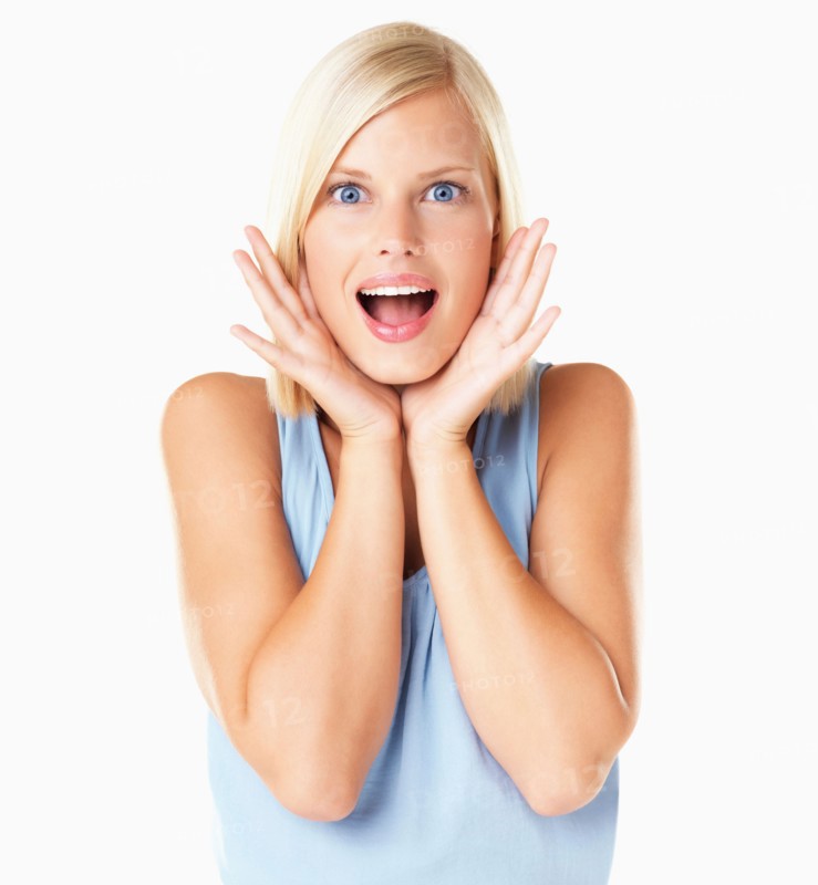 Studio Shot, Portrait of surprised young woman