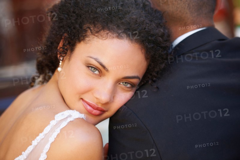 Portrait of newlywed couple