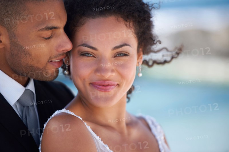 Portrait of newlywed couple