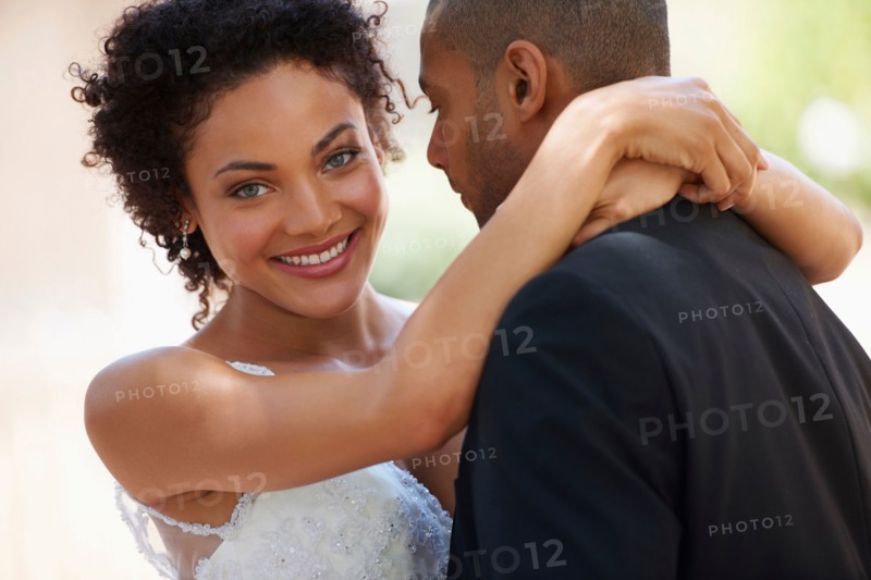 Portrait of newlywed couple