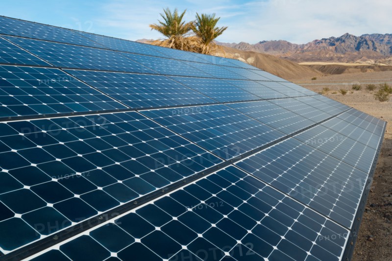Solar panels on desert