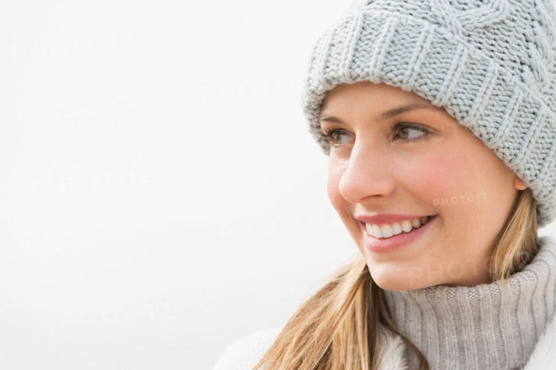 Portrait of woman in winter clothing.