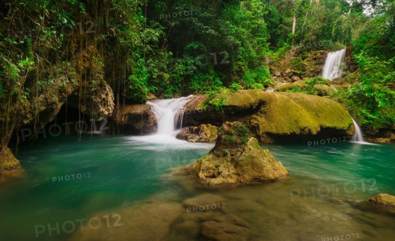 Tropical waterfall. Jamaica.