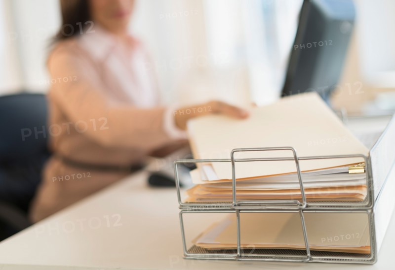 Businesswoman working on computer.