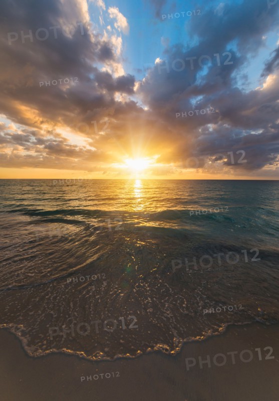 Sun setting over sea. Jamaica.