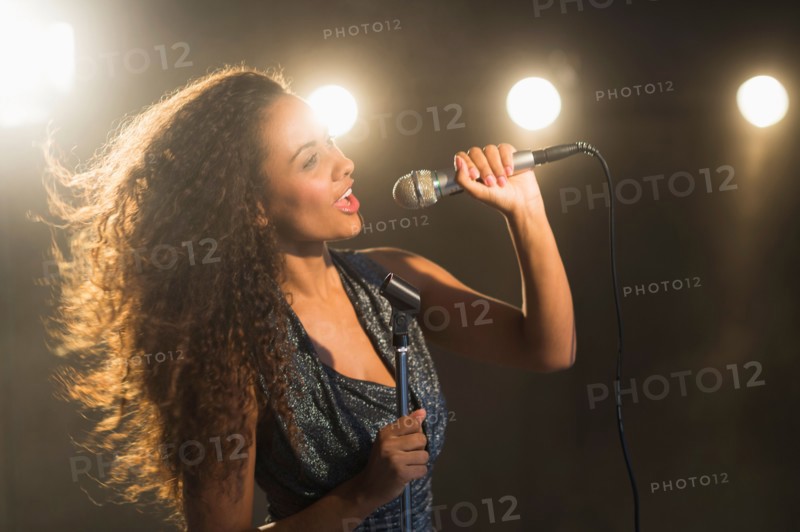 Stage performance of young singer.