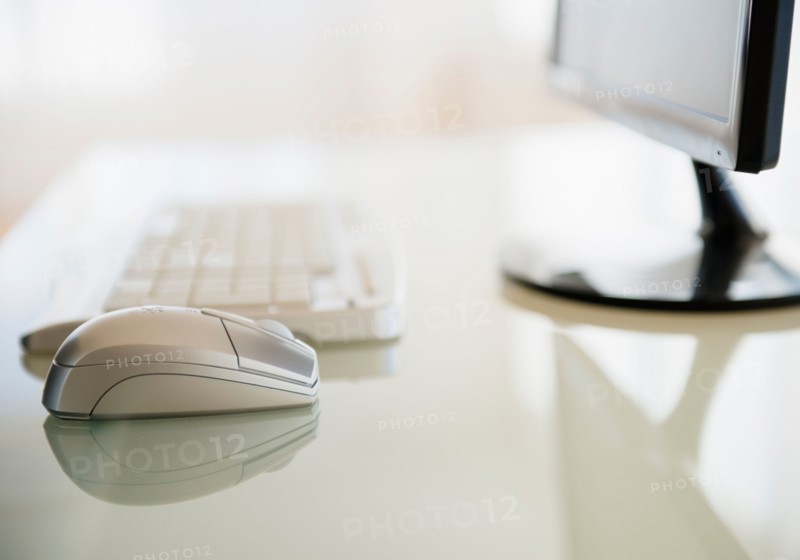 Desk with computer equipment