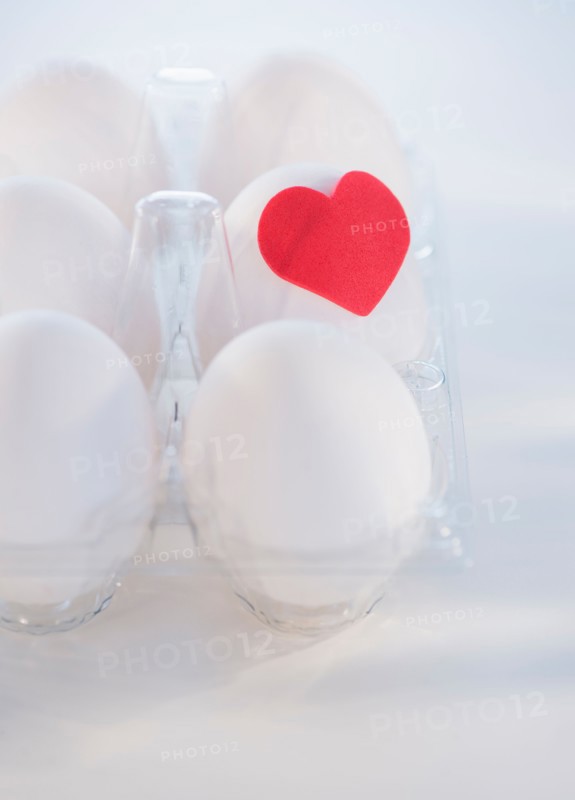 Studio Shot of eggs with red heart