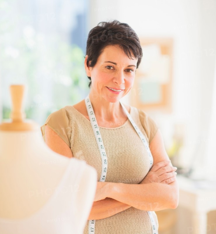 Portrait of mature woman with clothing bust
