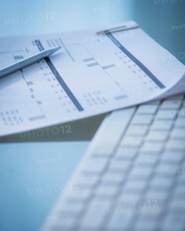 Studio Shot of calculator and paper material