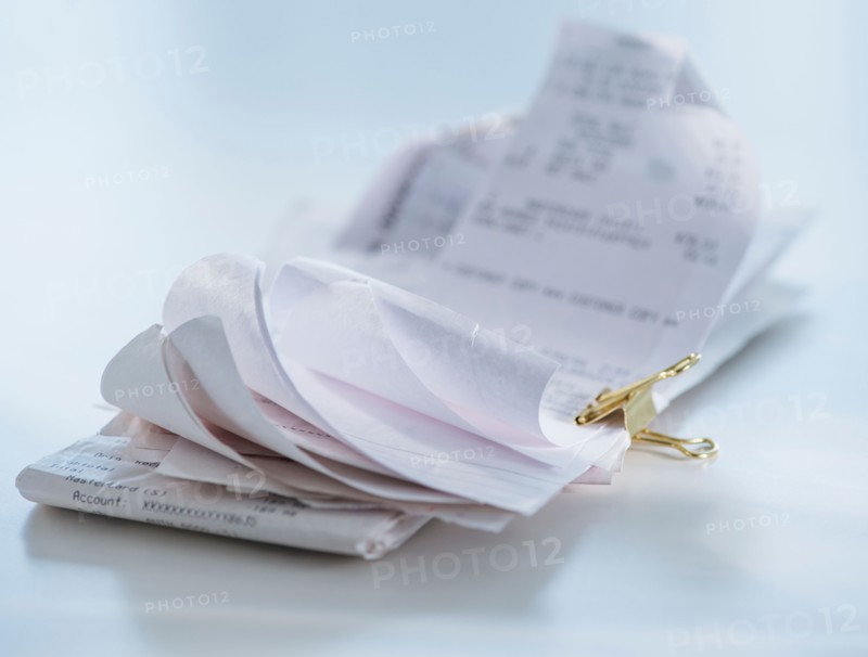 Studio Shot, Stack of receipts