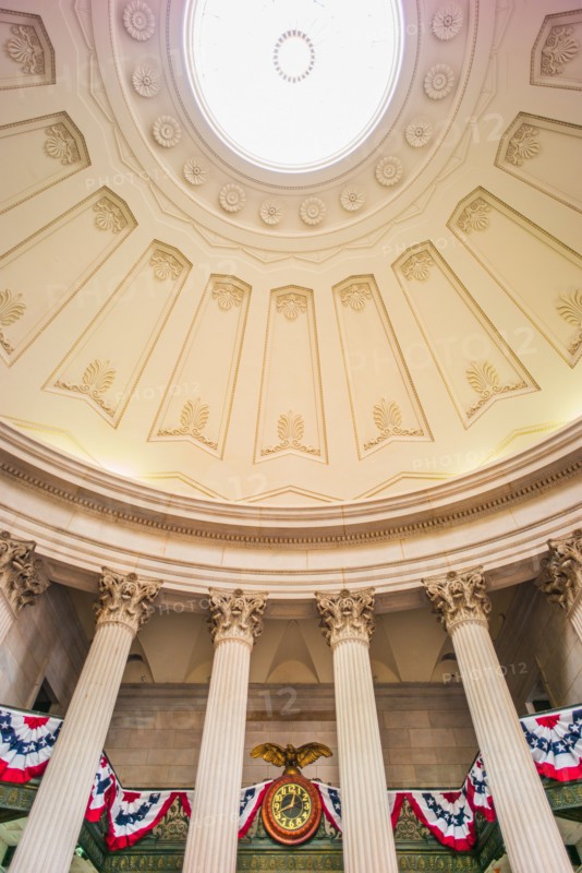Decoration for first presidential inauguration at Federal Hall. New York City, New York.
