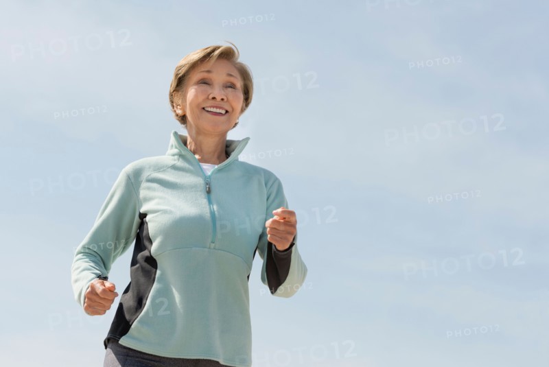 Senior woman jogging.