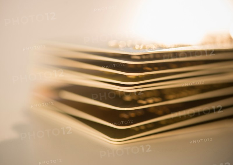Studio Shot of stack of credit cards