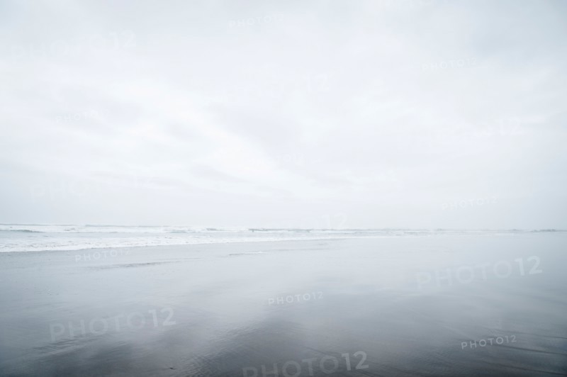 Fog over sandy beach