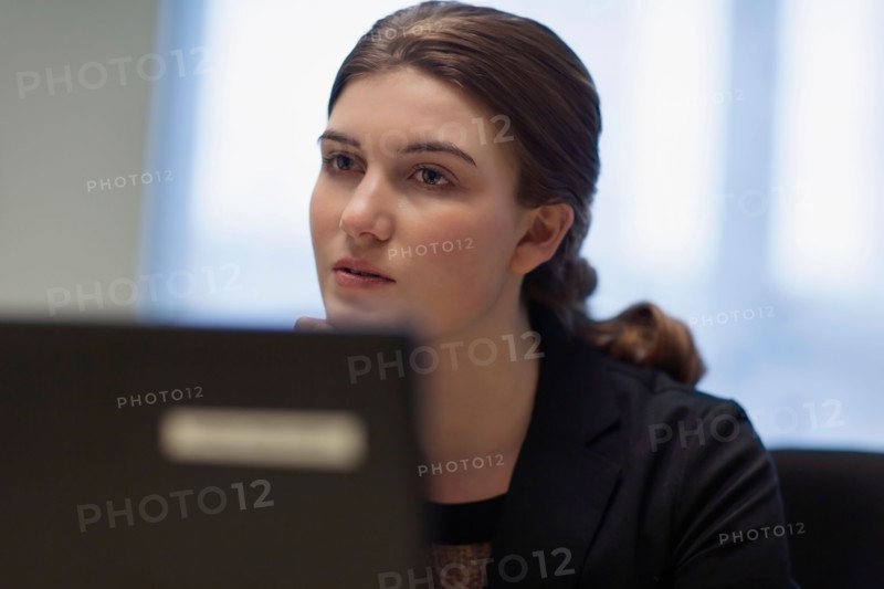 Woman working on laptop