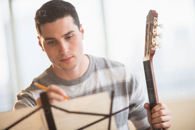 Man composing music.