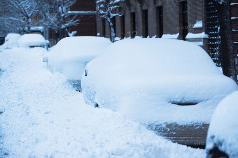Cars covered by snow