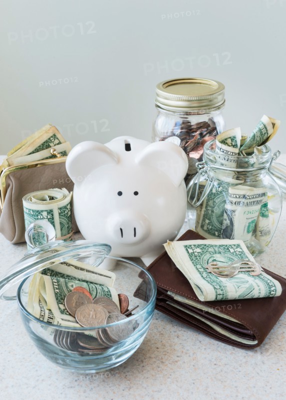 Studio shot of savings in jars.