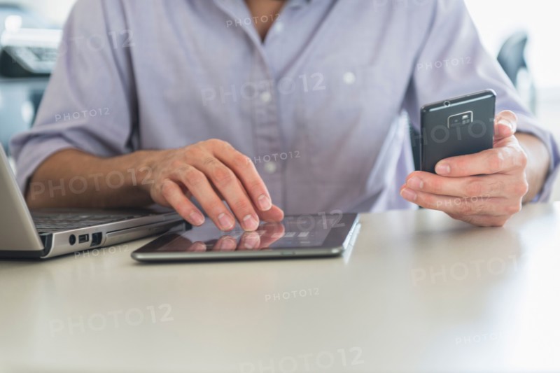 Man using technology in office.