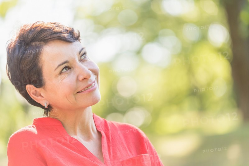 Portrait of happy mature woman smiling.