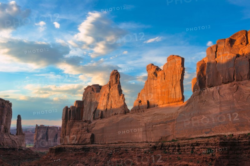 Eroded rock formations at sunrise
