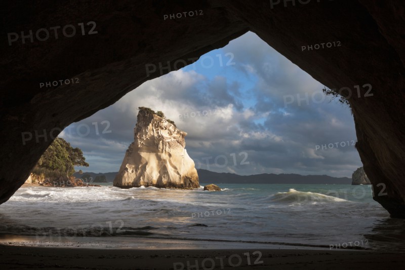 Moody sky over rock formation