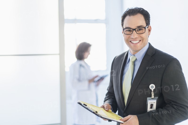 Portrait of health administrator in hospital.