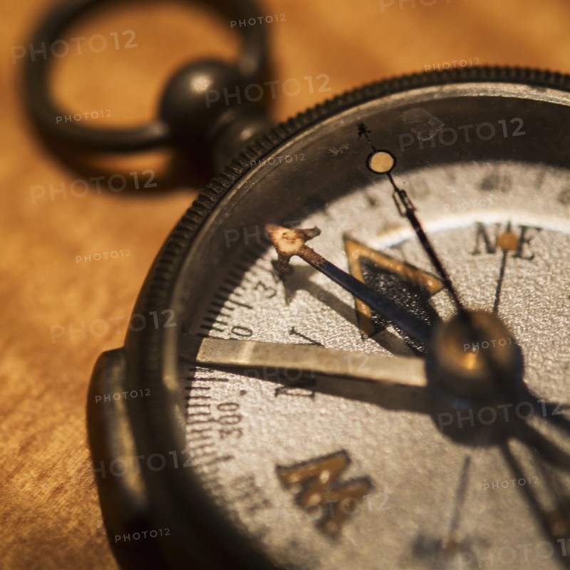 Studio shot of old fashioned compass.