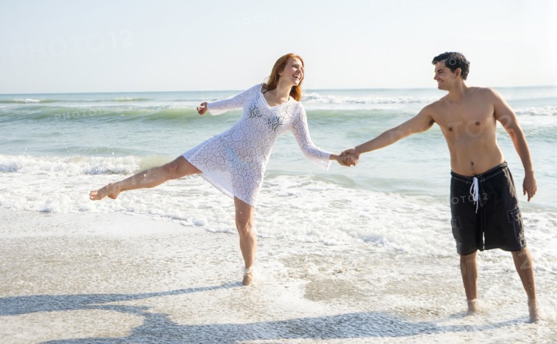 View of couple on beach.