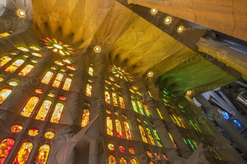 Sagrada Familia church interior. Barcelona, Spain.