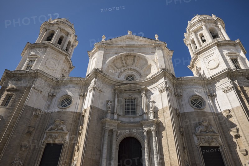 Facade of Cathedral. Cadiz, Spain.