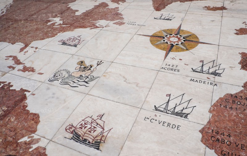 Map on Monument to Discoveries. Lisbon, Portugal.