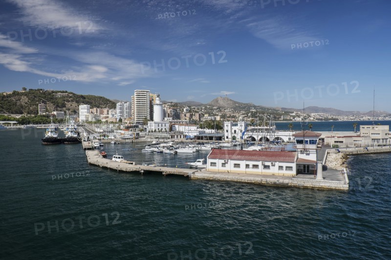 Malaga, Mediterranean Sea, View of harbor. Malaga, Spain.