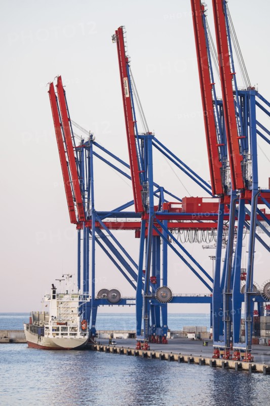 Malaga, Cargo container in harbor. Malaga, Spain.