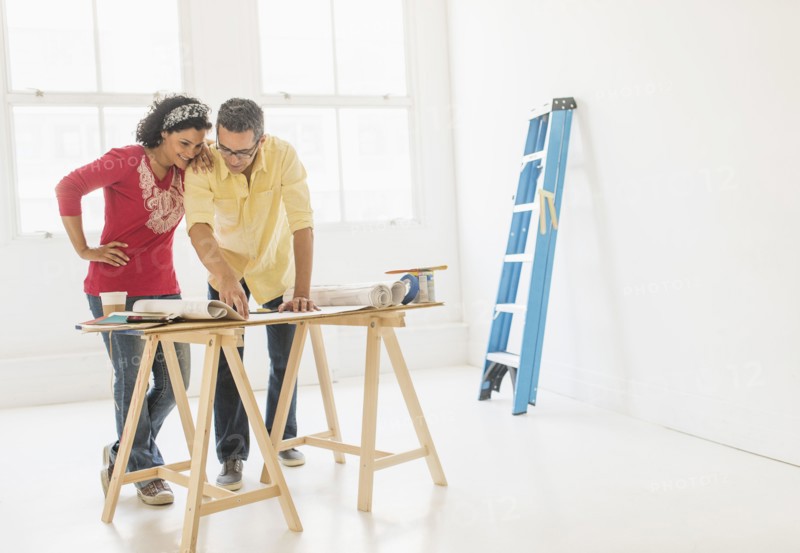 Couple preparing for renovation of new home.