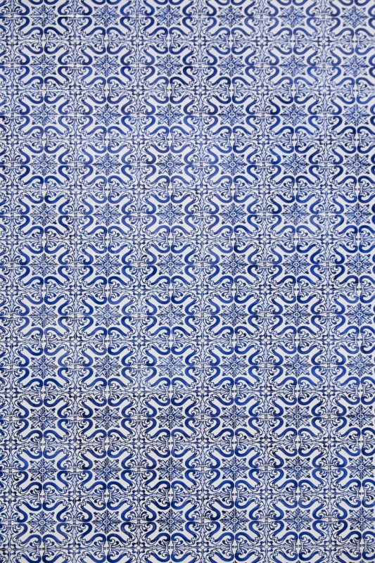 Blue ornate tiles. Cascais, Portugal.
