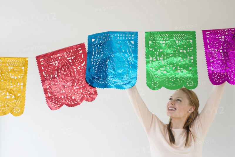 Woman hanging decoration