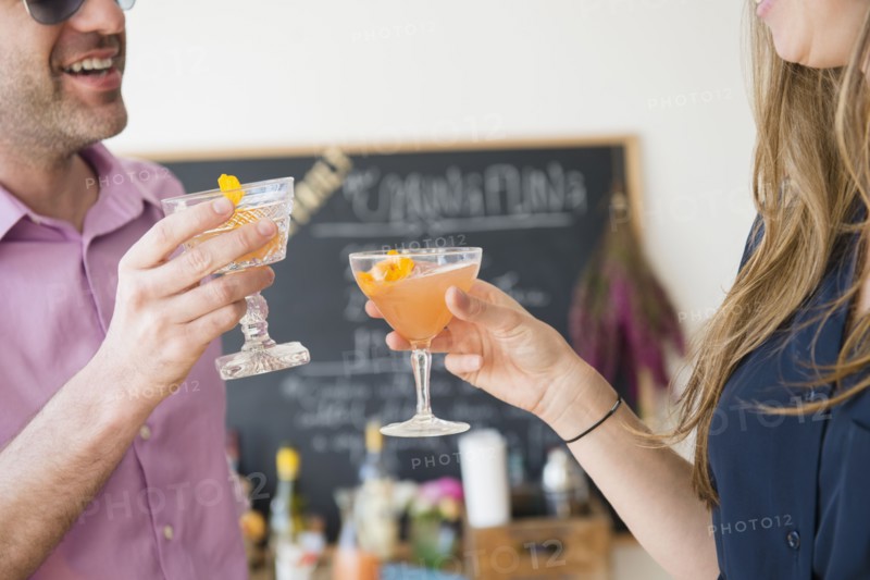 Couple toasting at party