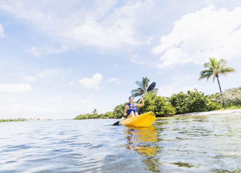 Woman kayaking
