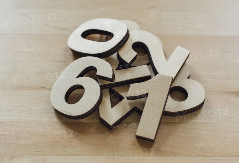 Heap of wooden numbers