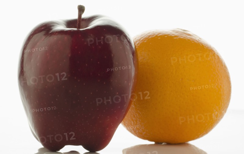 Studio shot of apple and orange